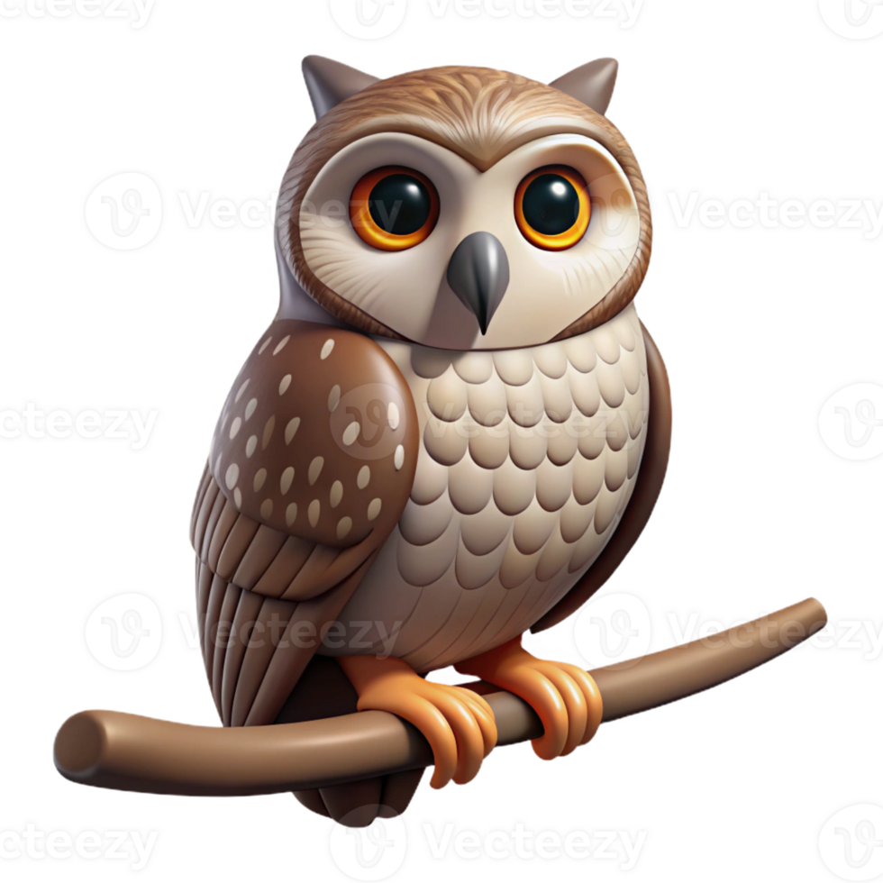 beautiful creative A Solitary Owl Perched on a Branch Noc original png