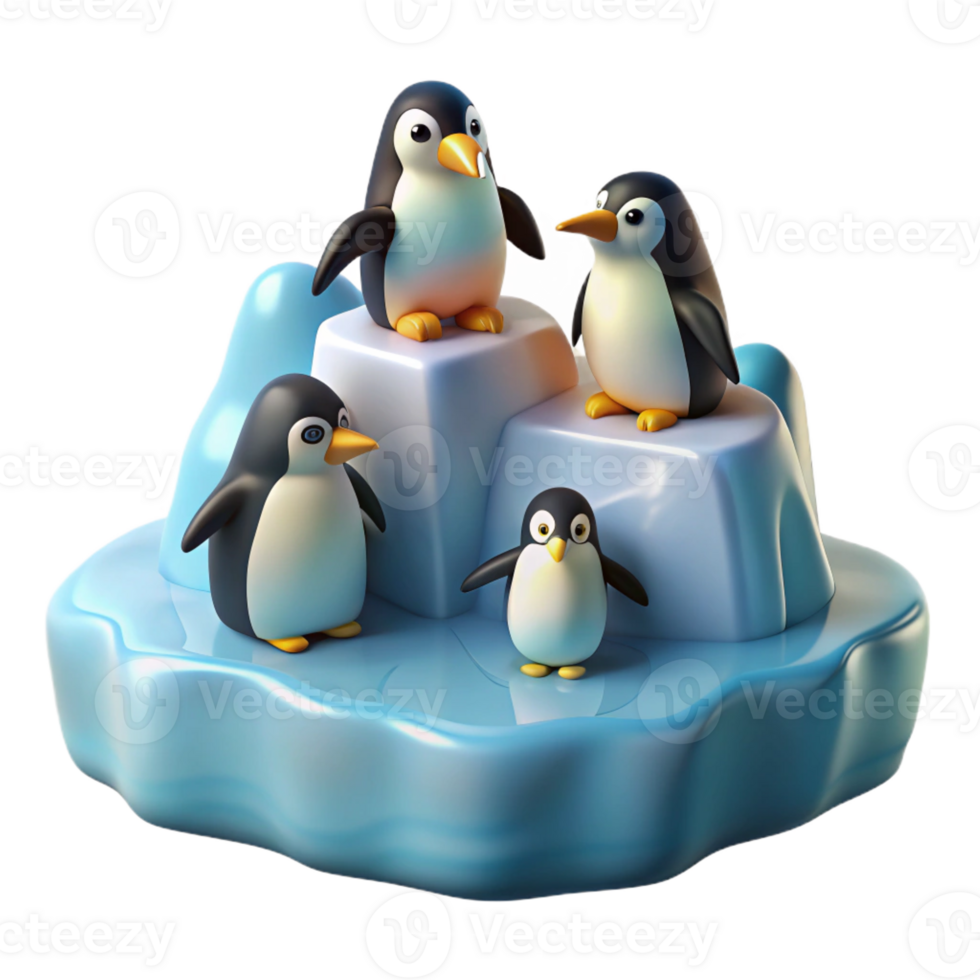 beautiful creative A Group of Penguins on an Iceberg Antarct png