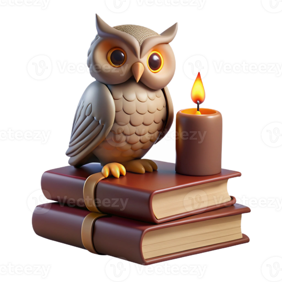 elegant classic Wise Old Owl on Ancient Books original png
