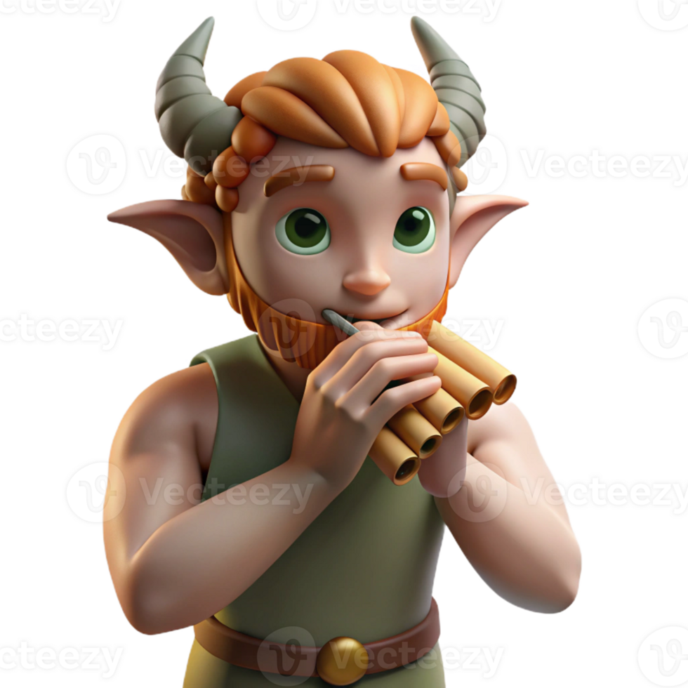 dramatic vintage A Mischievous Satyr Playing a Pan Flute high resolution png