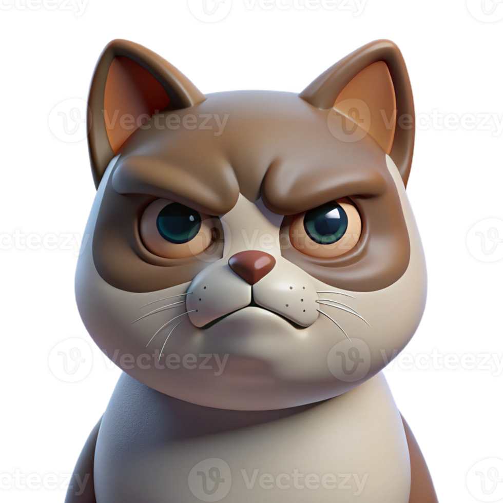 elegant creative Grumpy Cat Portrait Disappointed Expression png