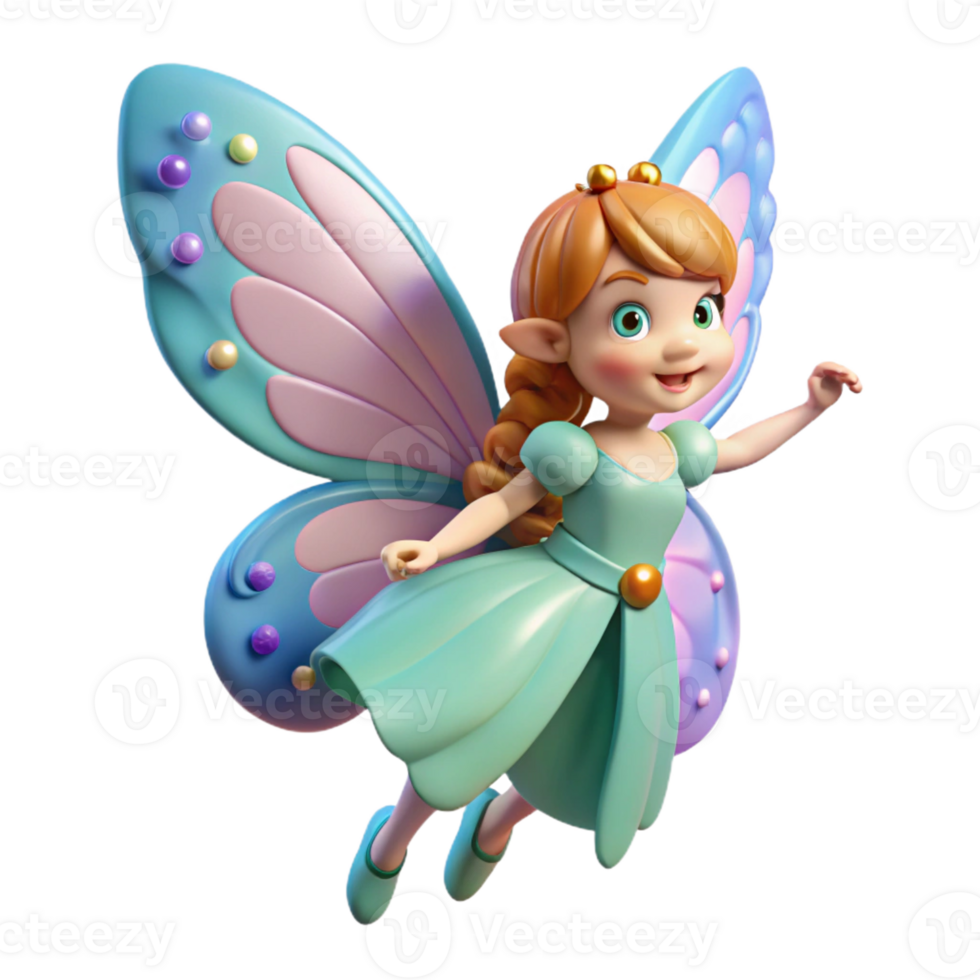 impressive vintage A Whimsical Fairy Riding a Butterfly Soft detailed png