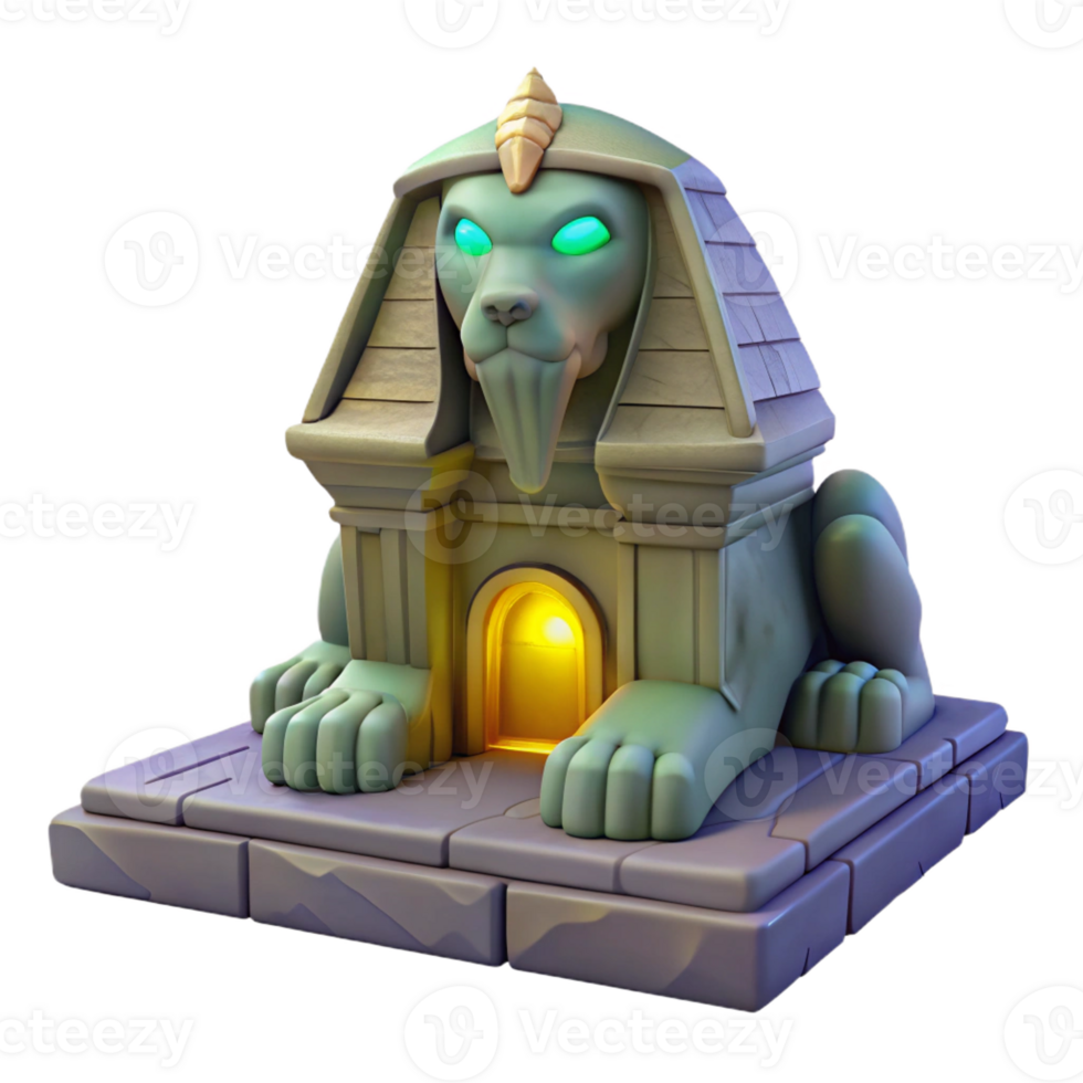 stunning rustic A Mysterious Sphinx with Glowing Eyes Gu high quality png
