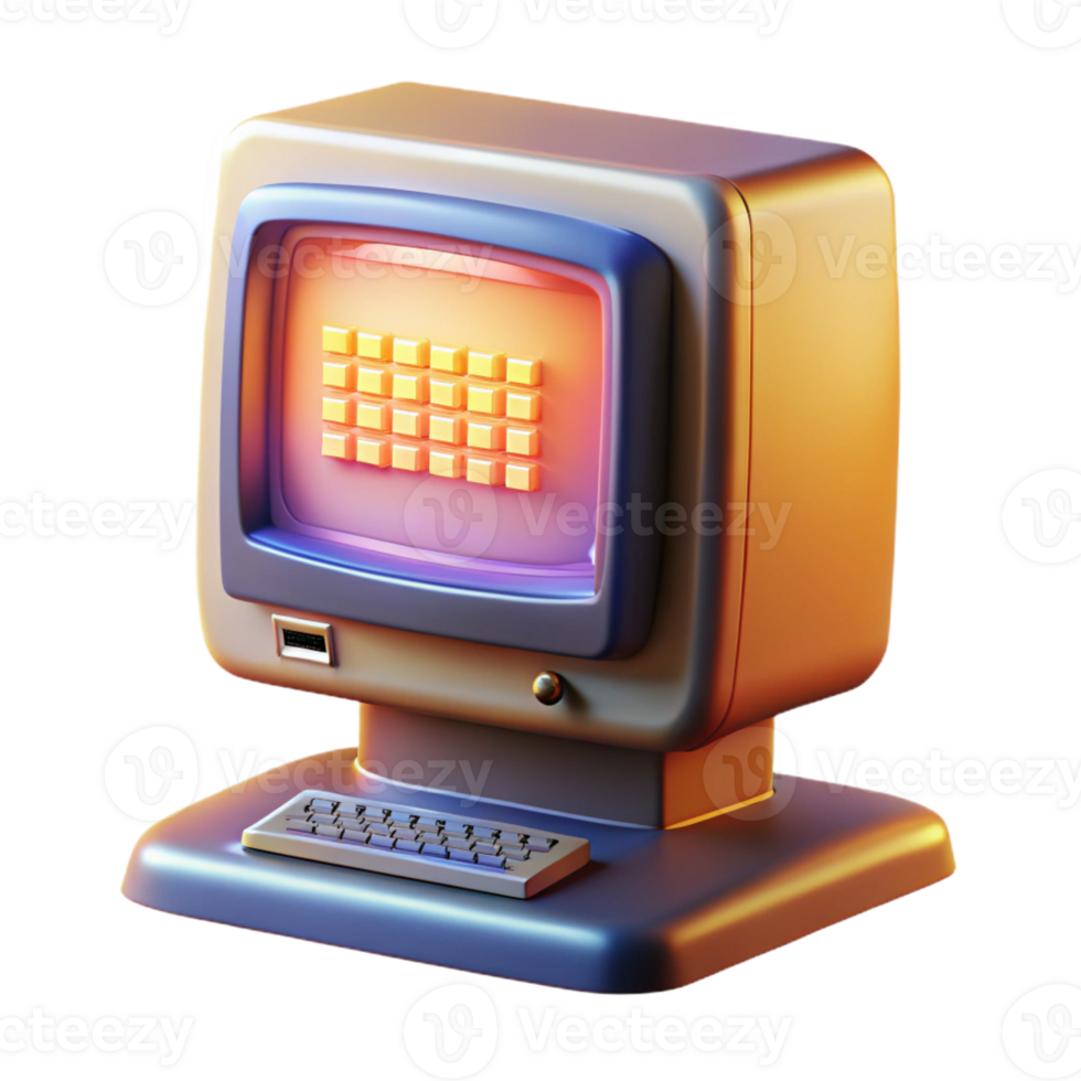 extraordinary creative A Vintage Computer Monitor Displaying A high quality png