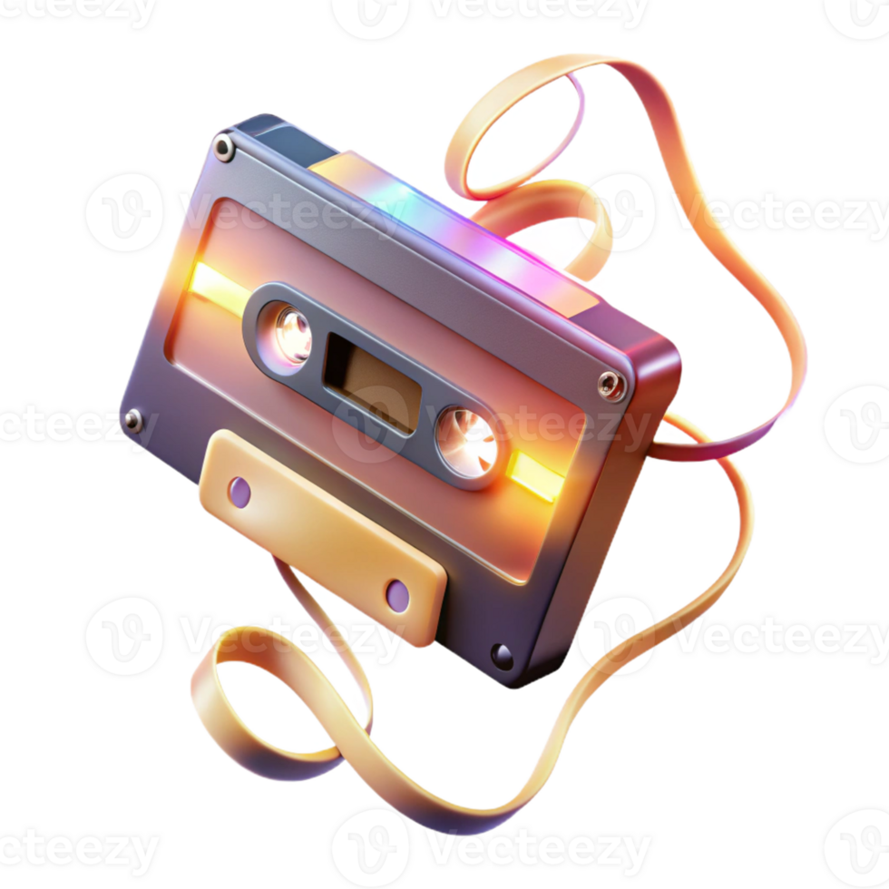 elegant modern A Vintage Cassette Tape Unraveling Into png
