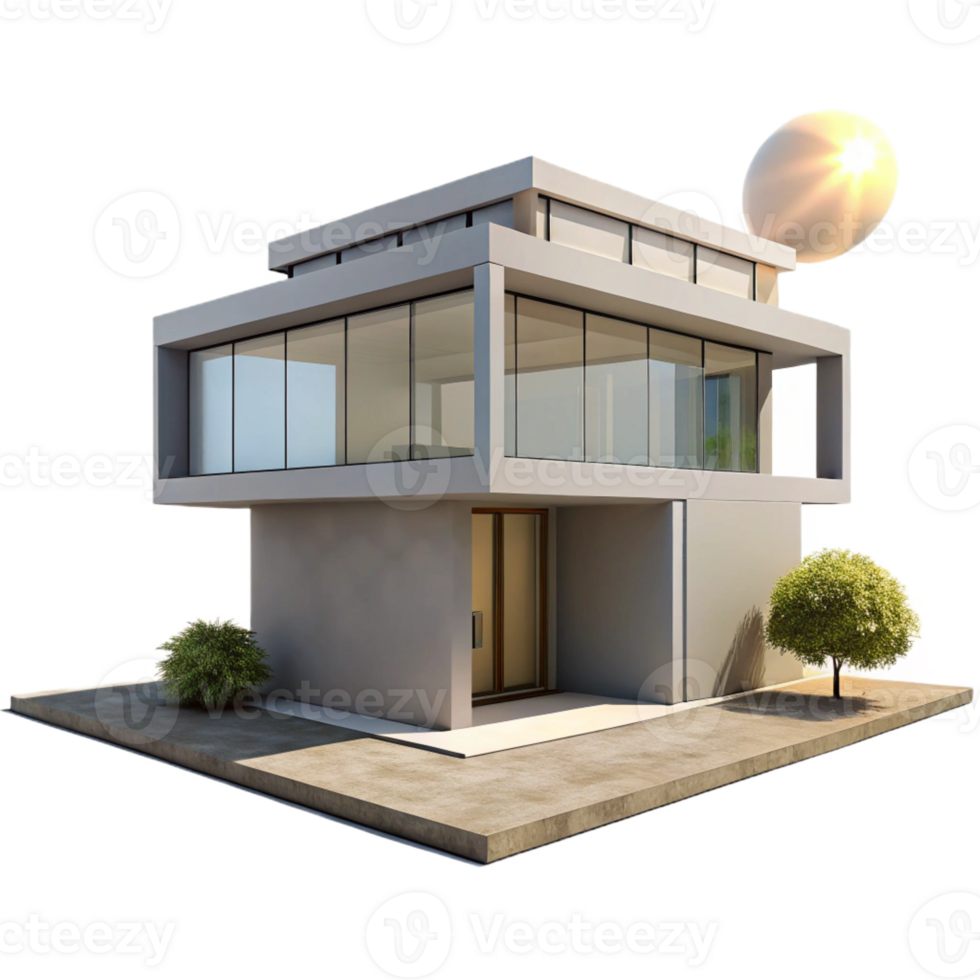 beautiful abstract Modernist House Minimalist Design Concre detailed png
