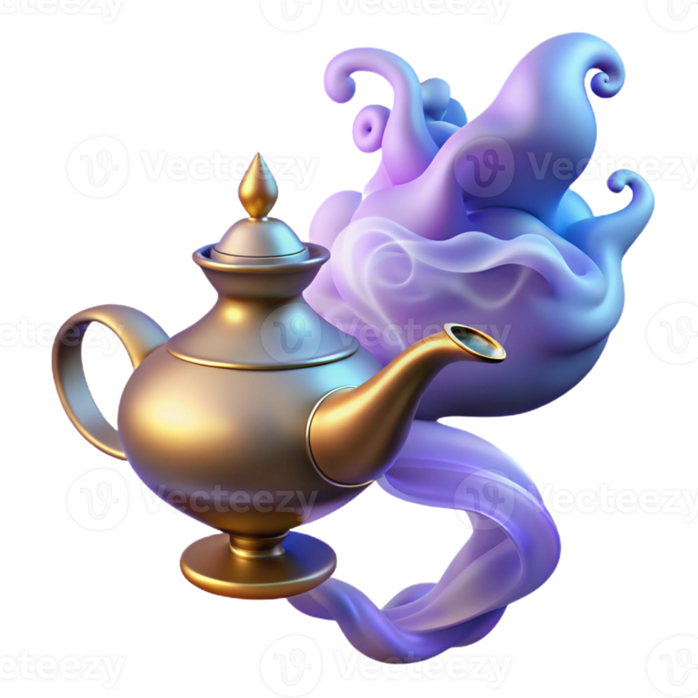 stunning minimalist A Powerful Djinn Emerging from a Magic Lam professional png