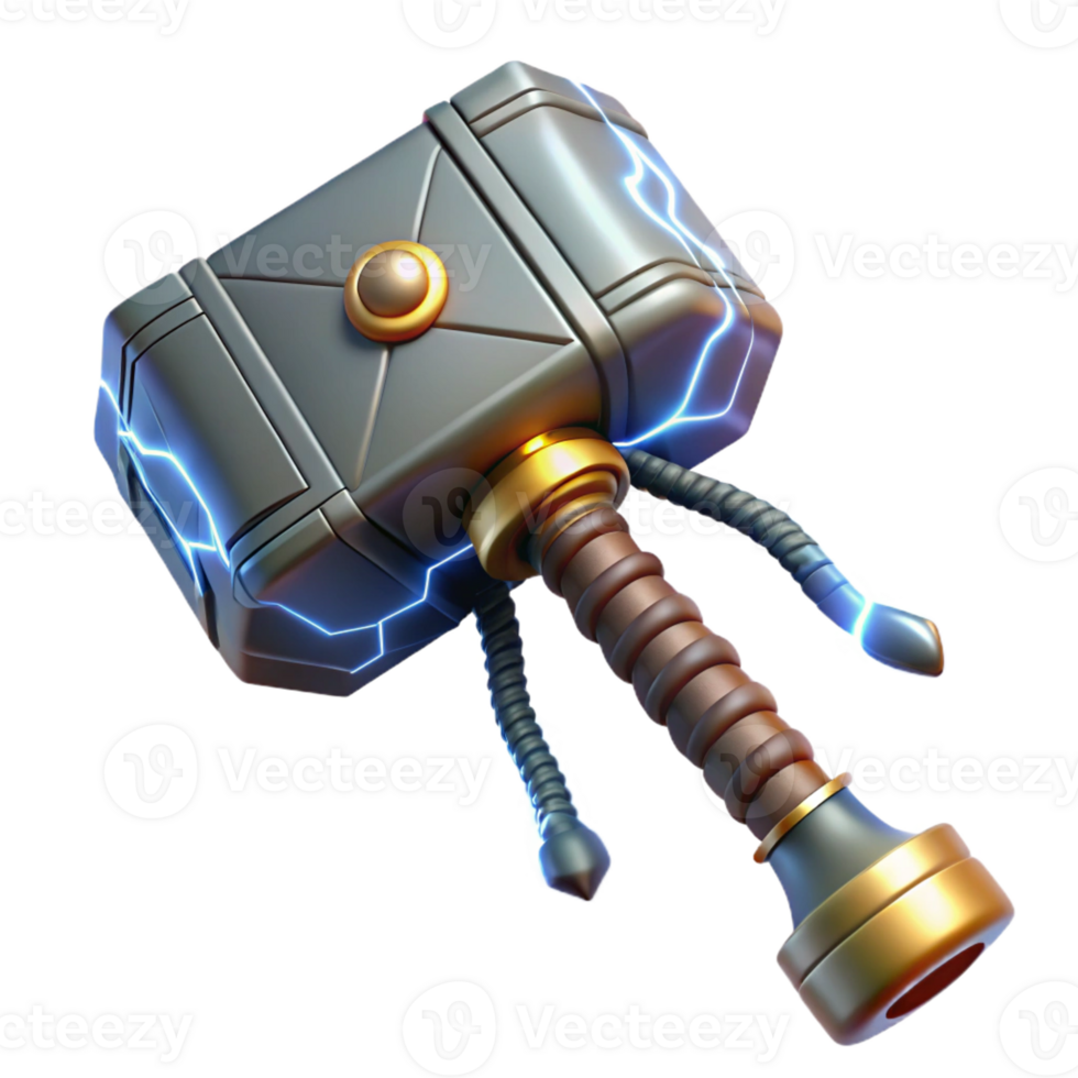 serene minimalist Thor Wielding Mjolnir Lightning Strike premium png
