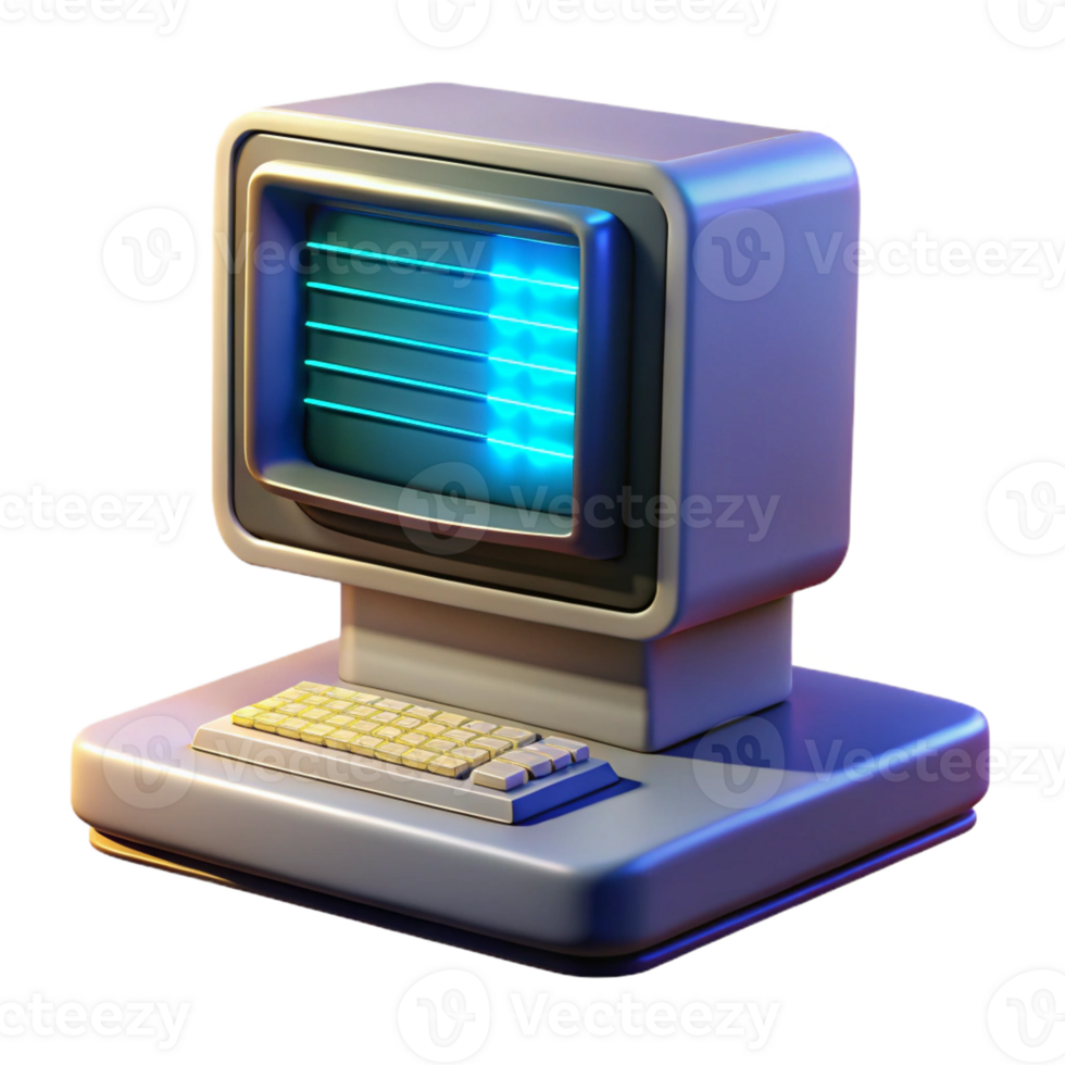 wonderful contemporary A Vintage Computer Its Screen Displaying png