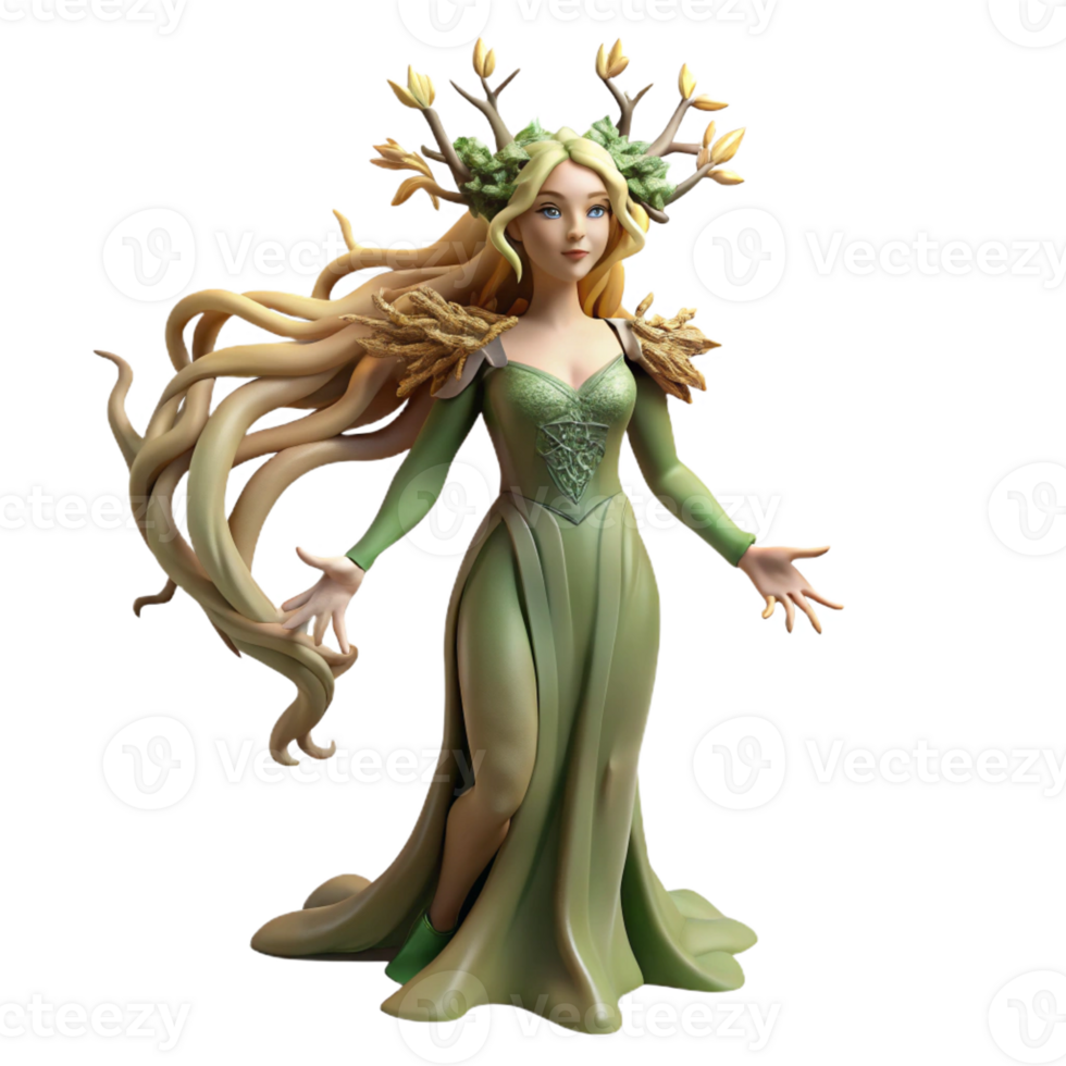 elegant abstract Dryad Emerging from Gnarled Tree detailed png