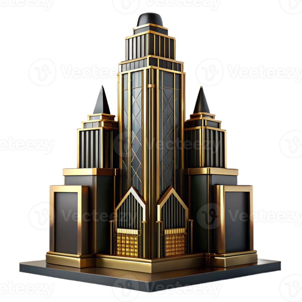magnificent modern A Towering Art Deco Skyscraper Black And genuine png