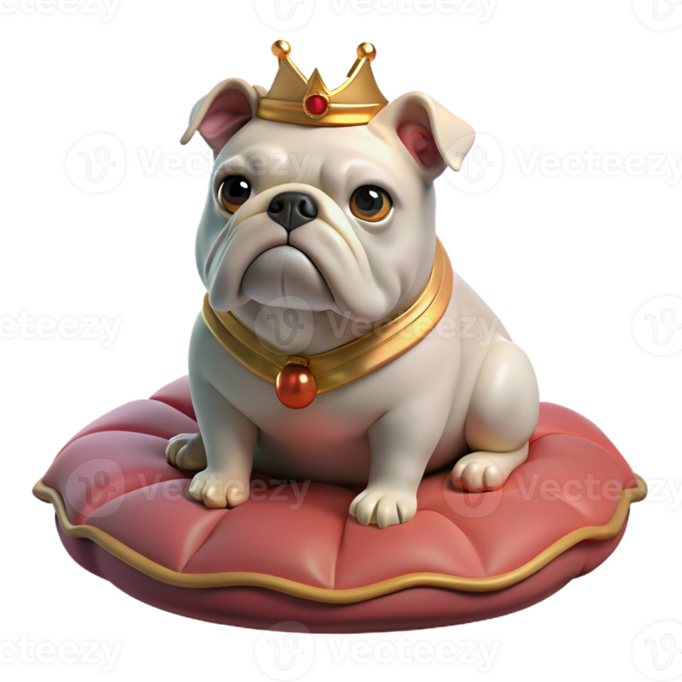 serene creative Grumpy Bulldog Wearing a Crown authentic png