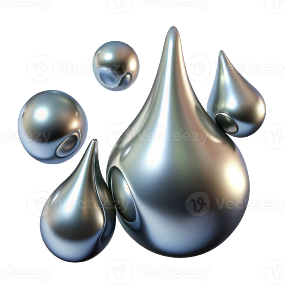 elegant abstract Liquid Mercury Droplets Morphing Into Abs authentic png