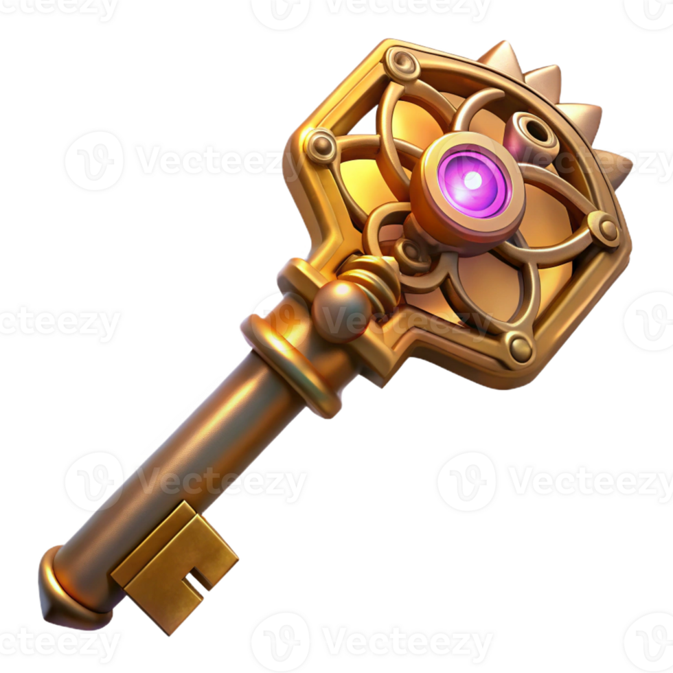 impressive modern A Complex Steampunk Key with Intricate Car high resolution png