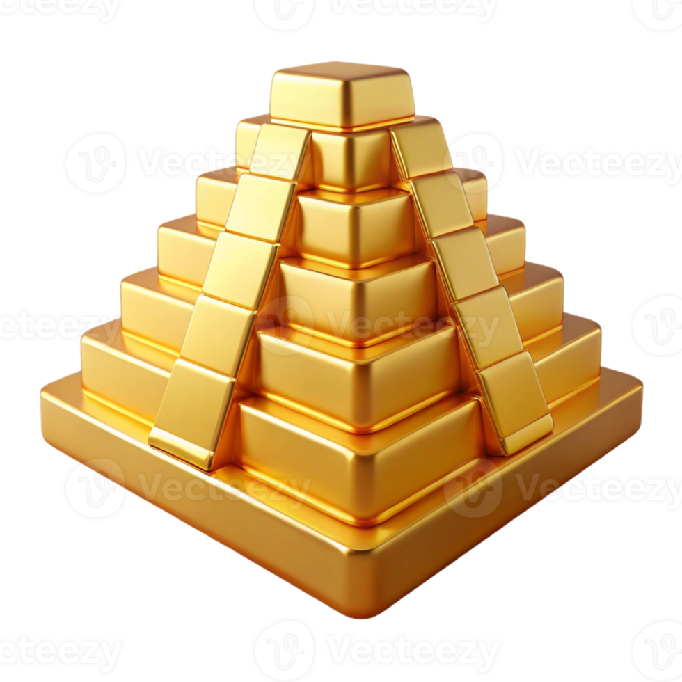 vibrant modern A Towering Ziggurat Made of Polished Gol professional png