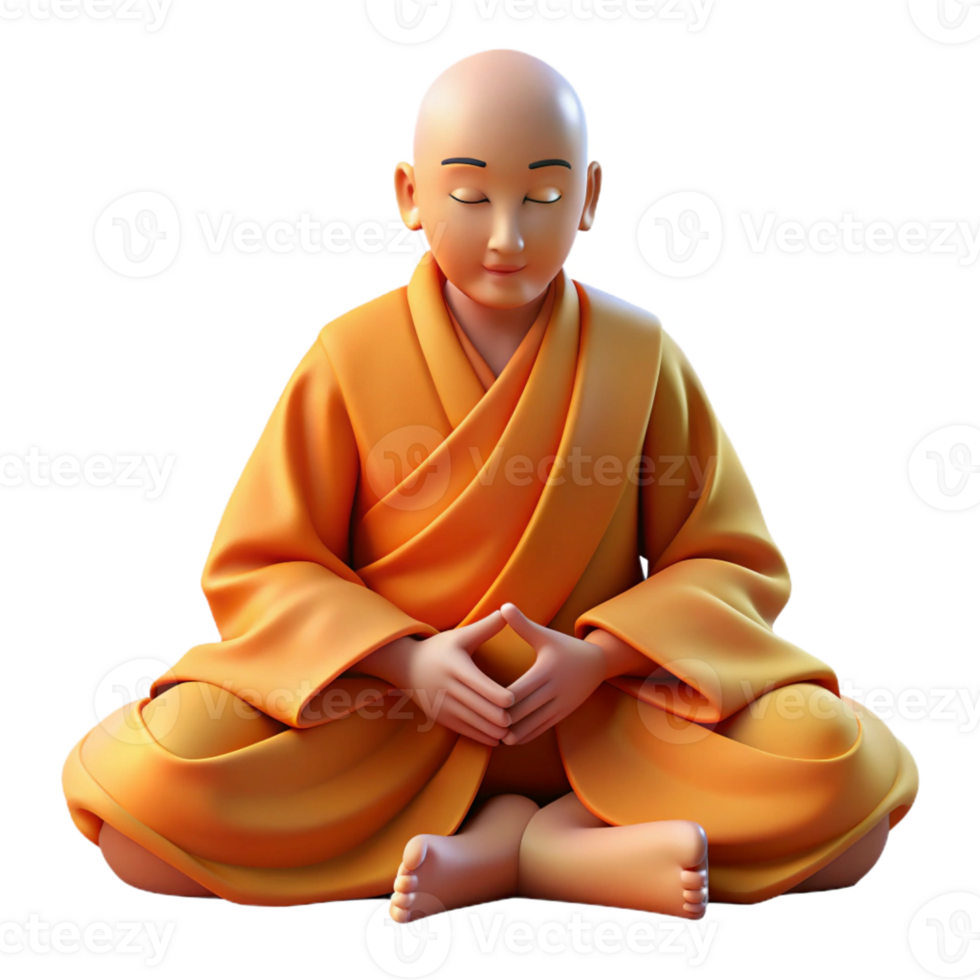 beautiful minimalist Portrait of a Serene Monk in Flowing Robe high quality png