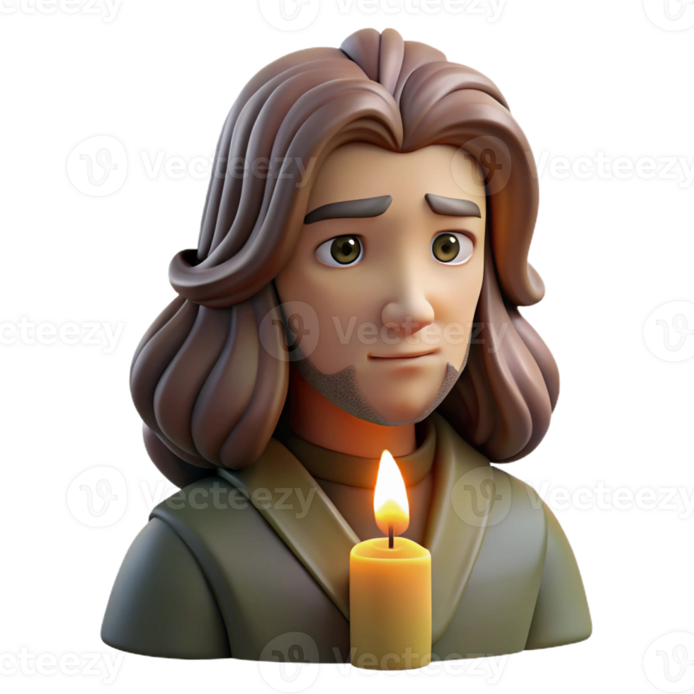 vibrant artistic Portrait of a Melancholic Poet with Long high resolution png