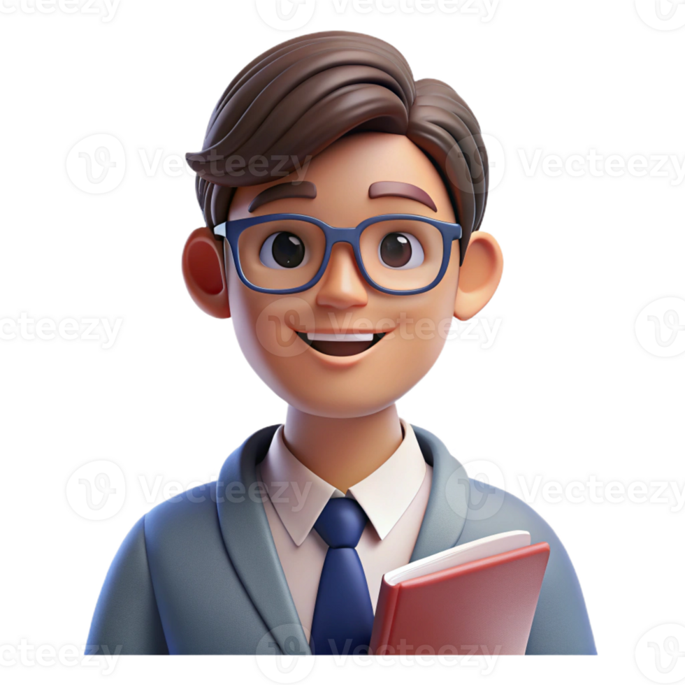 vibrant creative Portrait of a Teacher with Glasses a Boo high resolution png