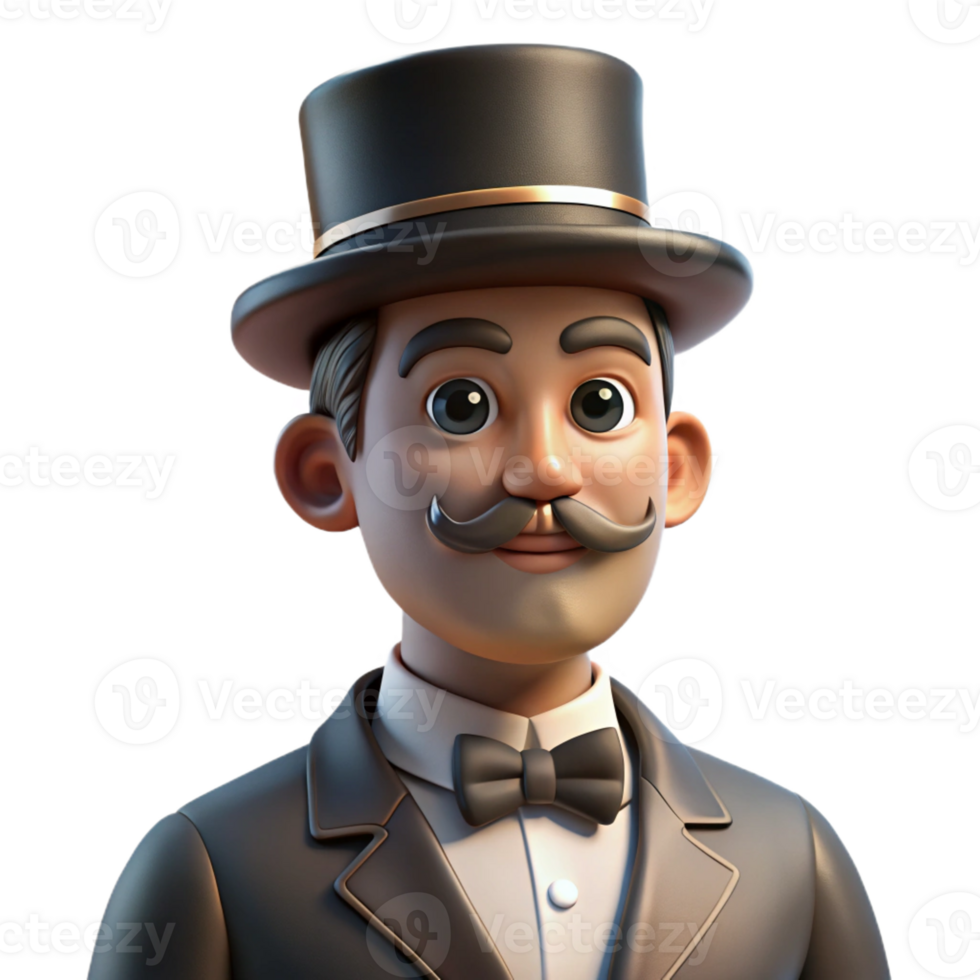 beautiful abstract Portrait of a Dapper Gentleman with a Mo detailed png