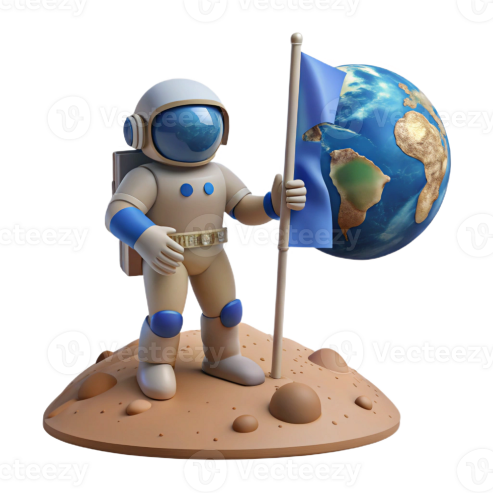 dramatic creative A Lone Astronaut Planting a Flag on a De authentic png