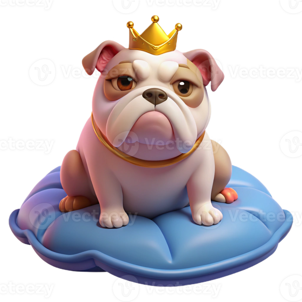 magnificent classic Grumpy Bulldog in a Tiny Crown exclusive png