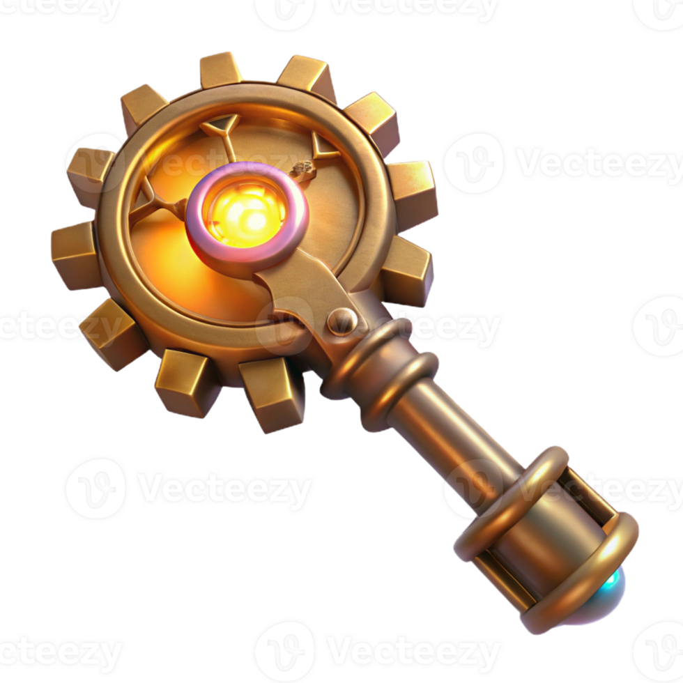 elegant modern A Steampunk Key with Intricate Gears and F authentic png