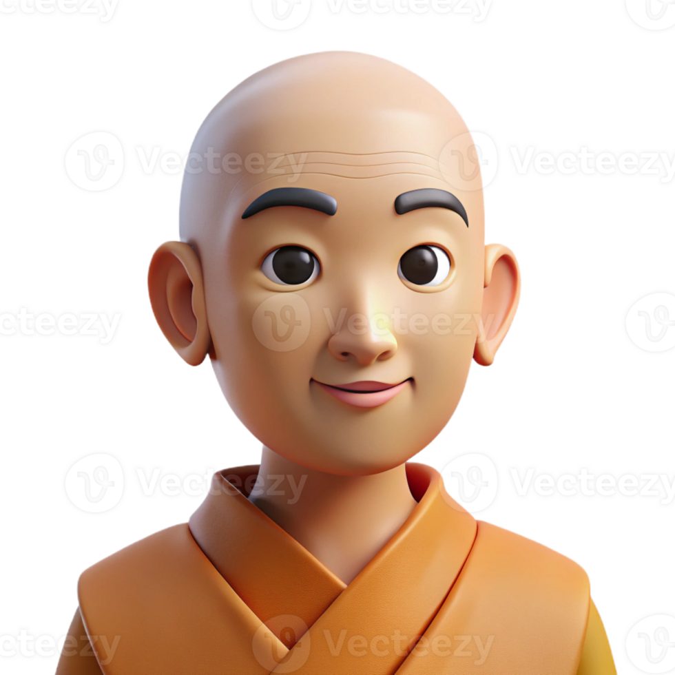 serene rustic Portrait of a Serene Monk with a Shaved H genuine png