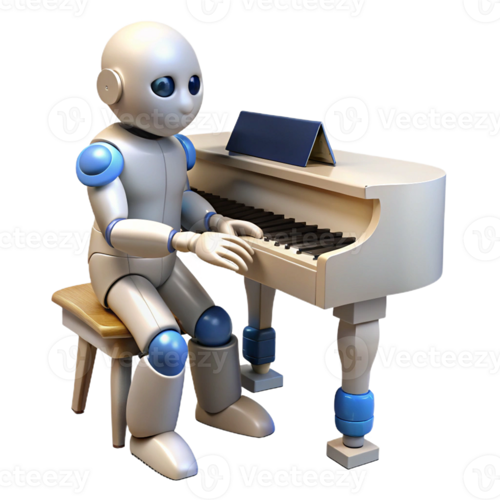 dramatic traditional A Humanoid Robot Playing a Grand Piano S original png