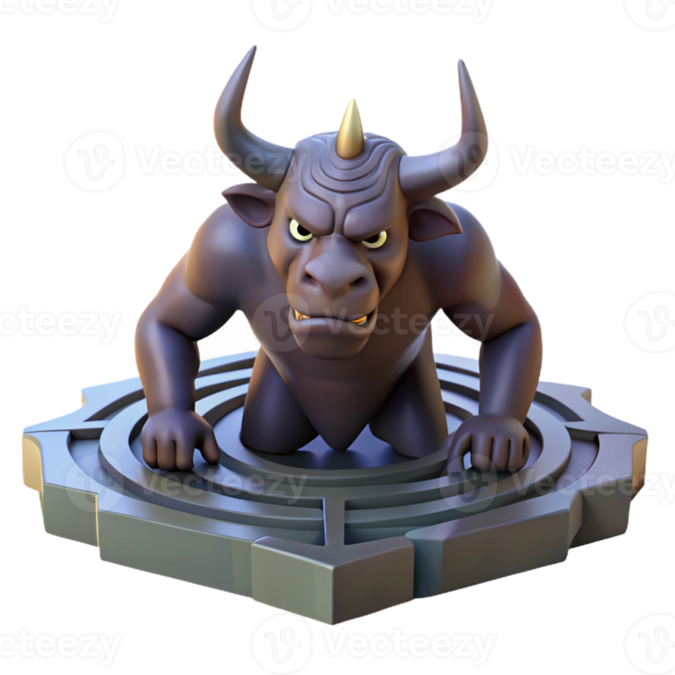 dramatic artistic A Monstrous Minotaur Trapped in the Laby original png