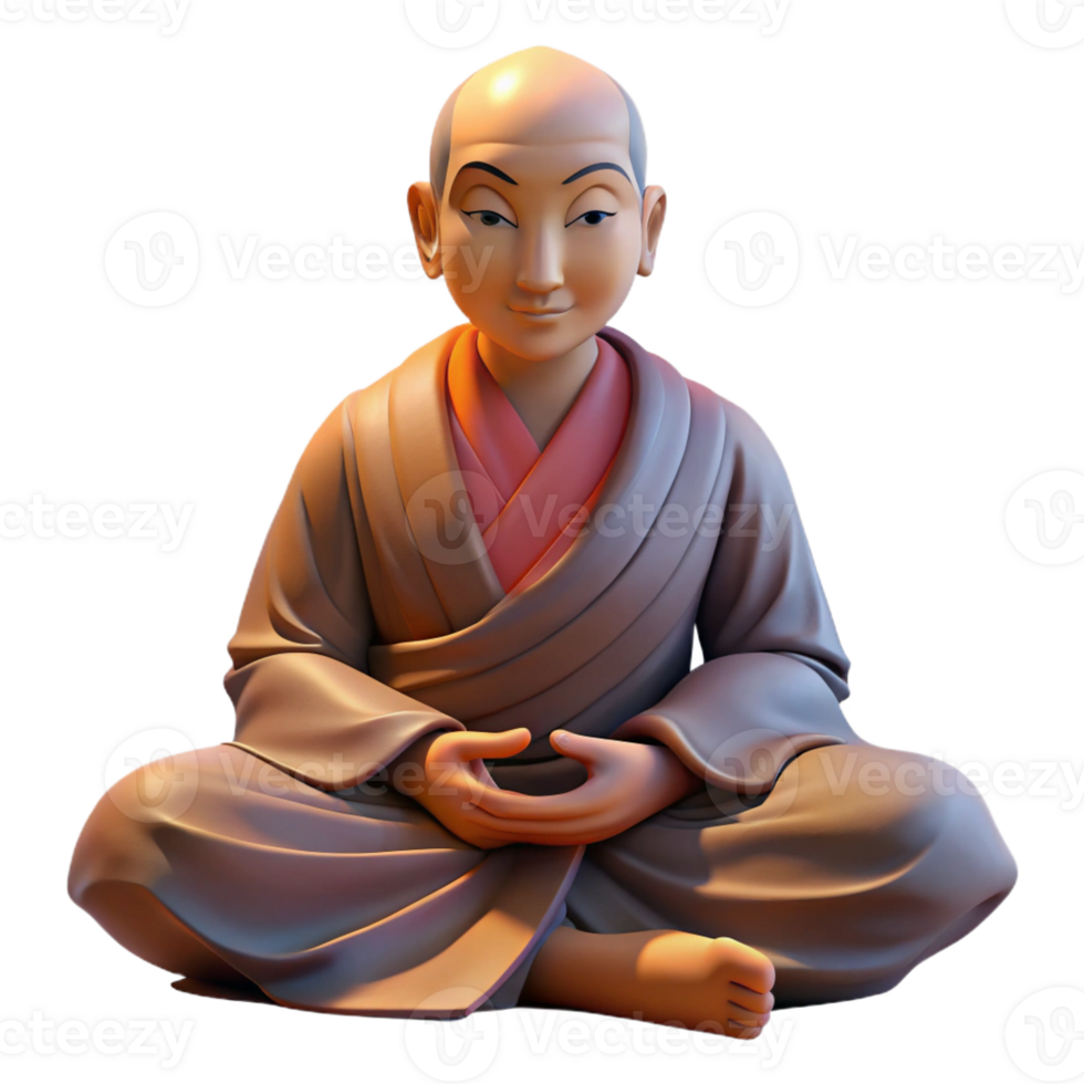 dramatic abstract Portrait of a Serene Monk in Flowing Robe genuine png