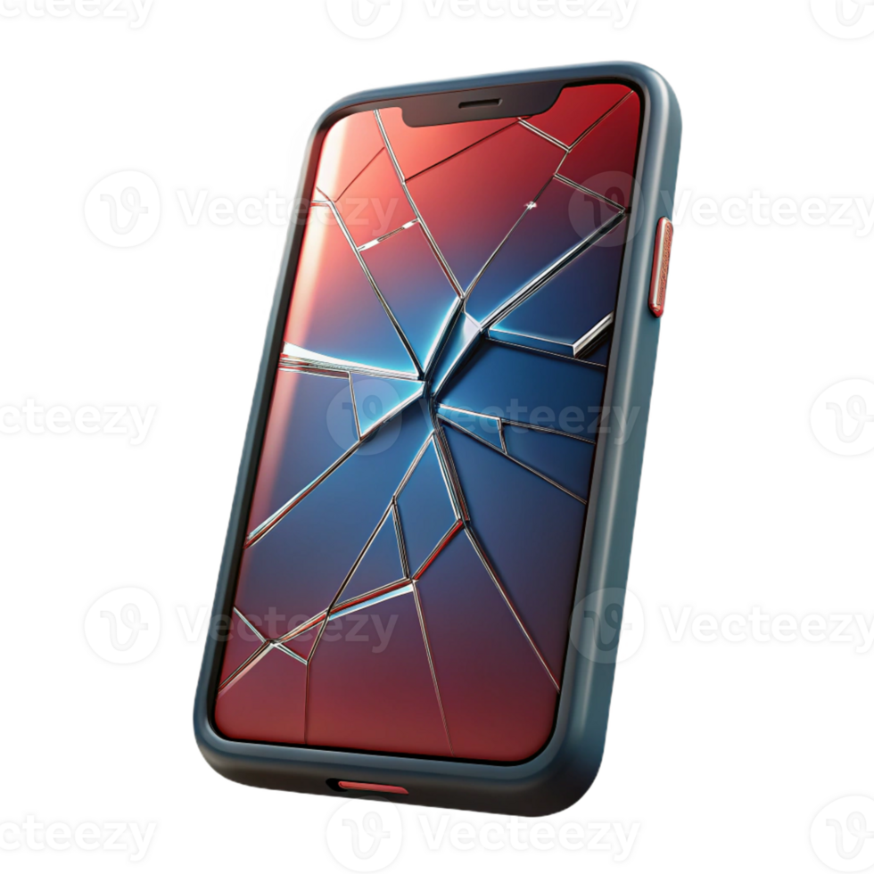 dramatic modern Cracked Smartphone Screen Displaying a Message exclusive png