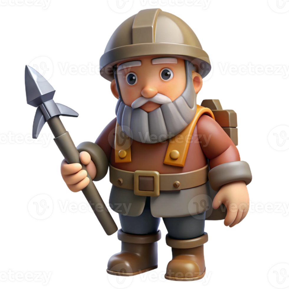 dramatic modern A Stoic Dwarf Miner with a Pickaxe Dimly 4K png