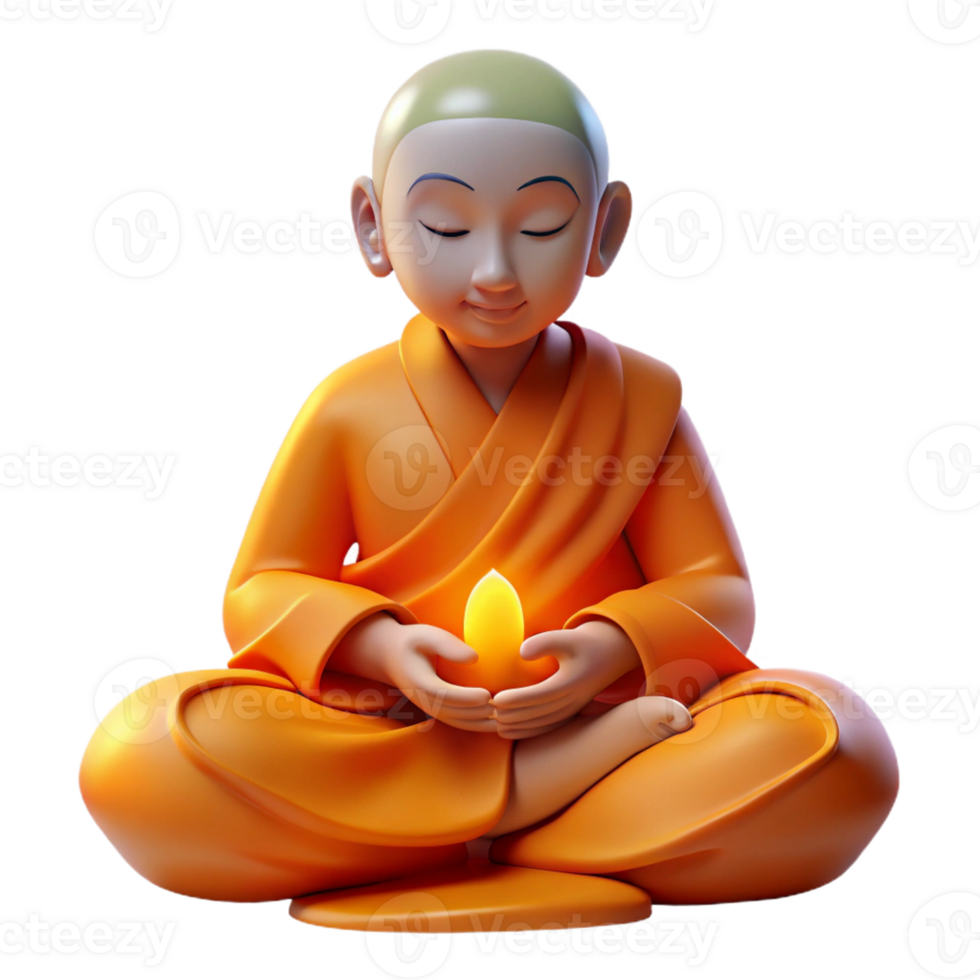 dramatic contemporary Portrait of a Contemplative Monk in Orang detailed png