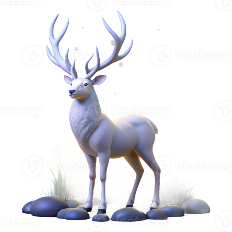 serene modern A Majestic White Stag with Glowing Antler professional png