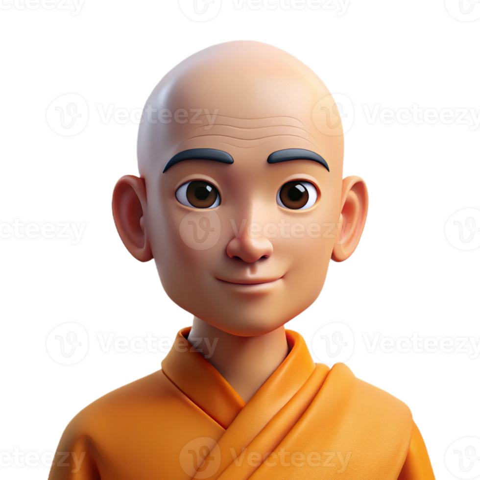serene minimalist Portrait of a Serene Monk with Shaved He exclusive png