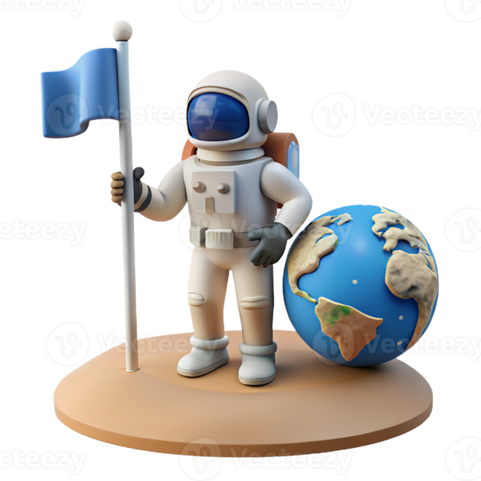 impressive vintage A Lone Astronaut Planting a Flag on a De high quality png