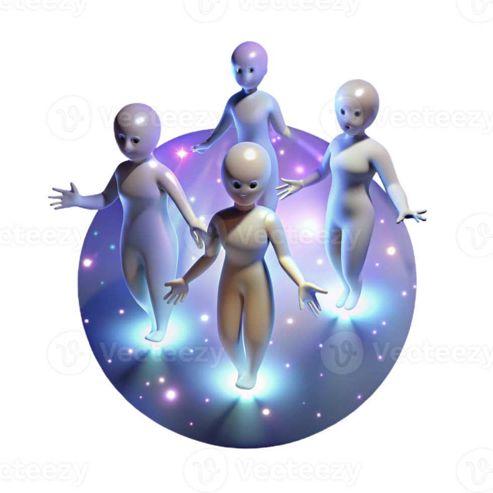 elegant abstract A Group of Celestial Beings Floating Amon high quality png