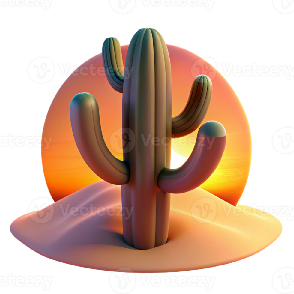 serene rustic A Desert Cactus at Sunset Warm Hues And png