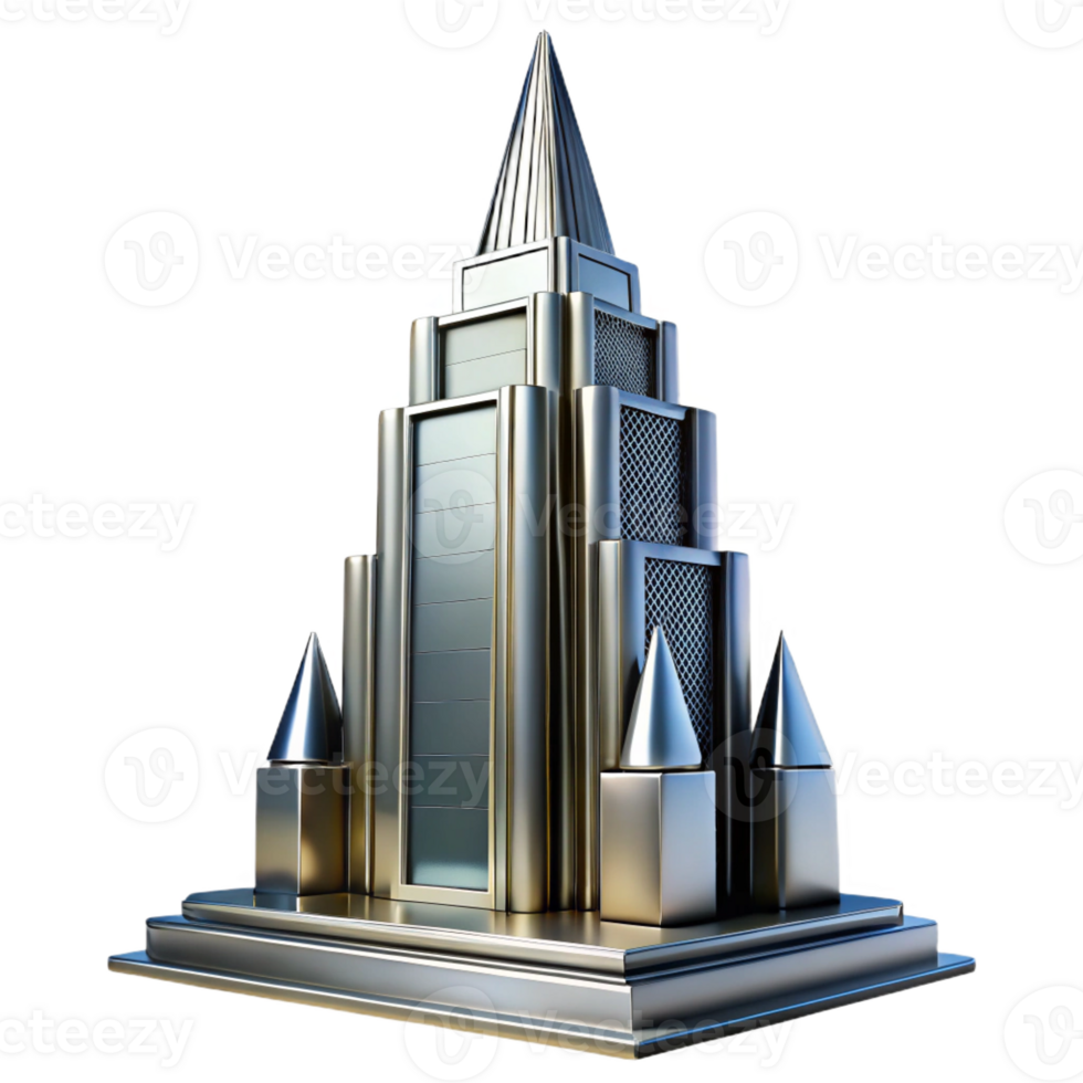 extraordinary creative Art Deco Skyscraper Chrome and Glass Sha high quality png