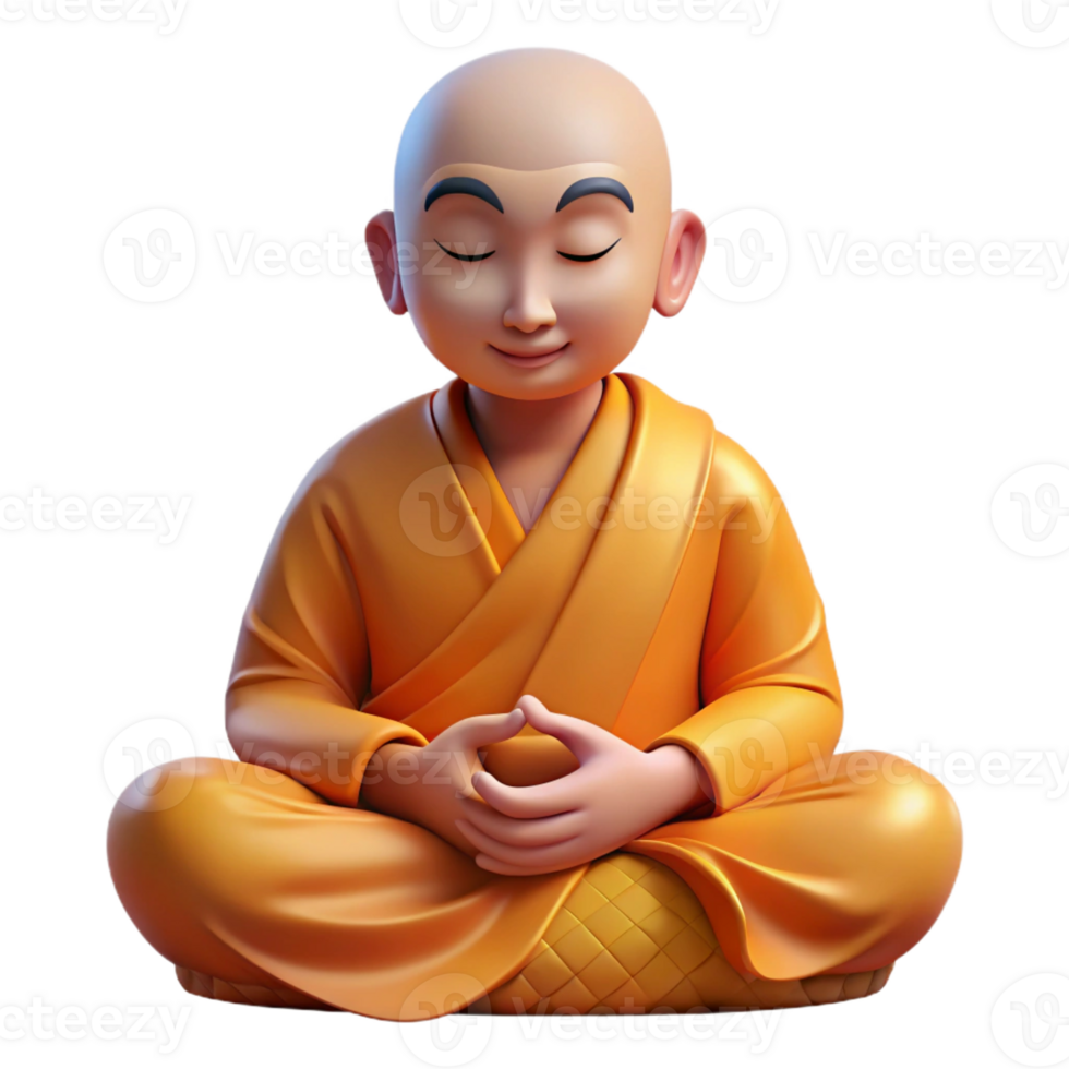 vibrant modern Portrait of a Serene Buddhist Monk Medi original png