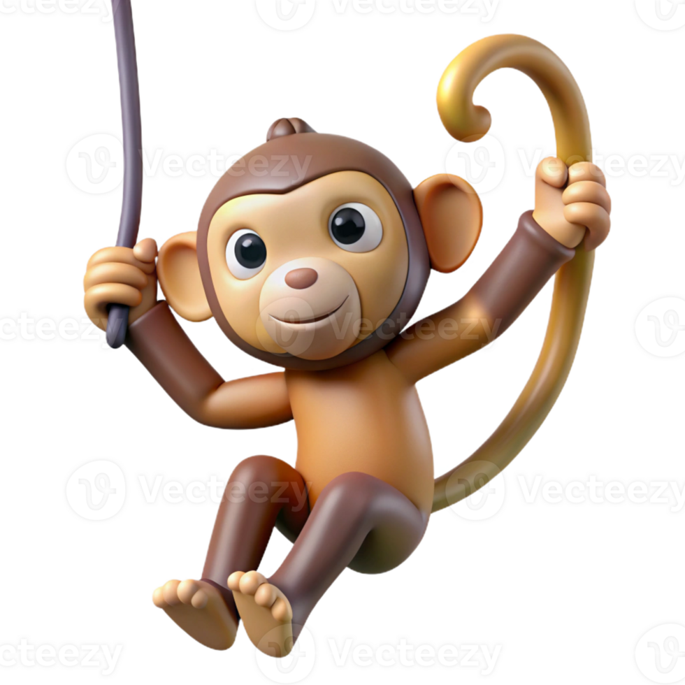 dramatic traditional A Playful Monkey Swinging from a Vine J premium png