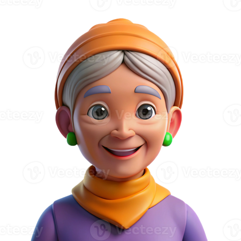 vibrant modern Elderly Woman's Portrait Wrinkled Face original png