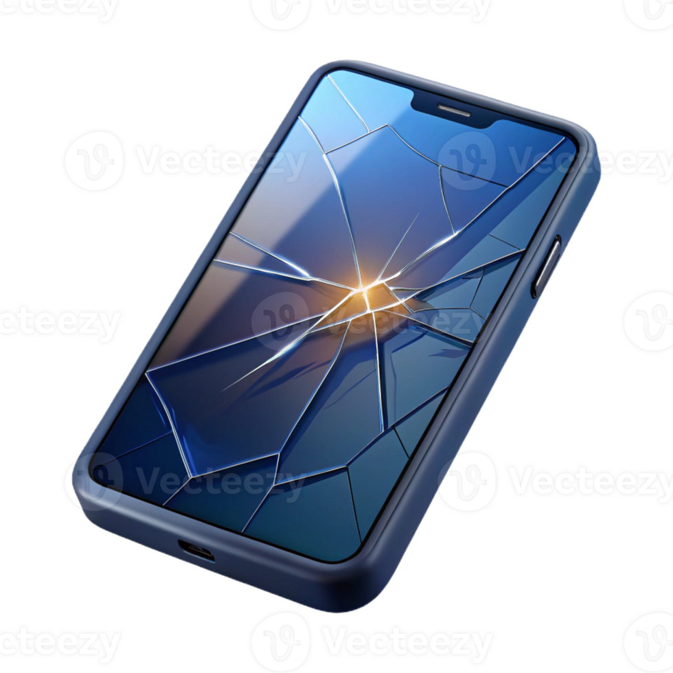 elegant contemporary Cracked Smartphone Screen Data Display genuine png