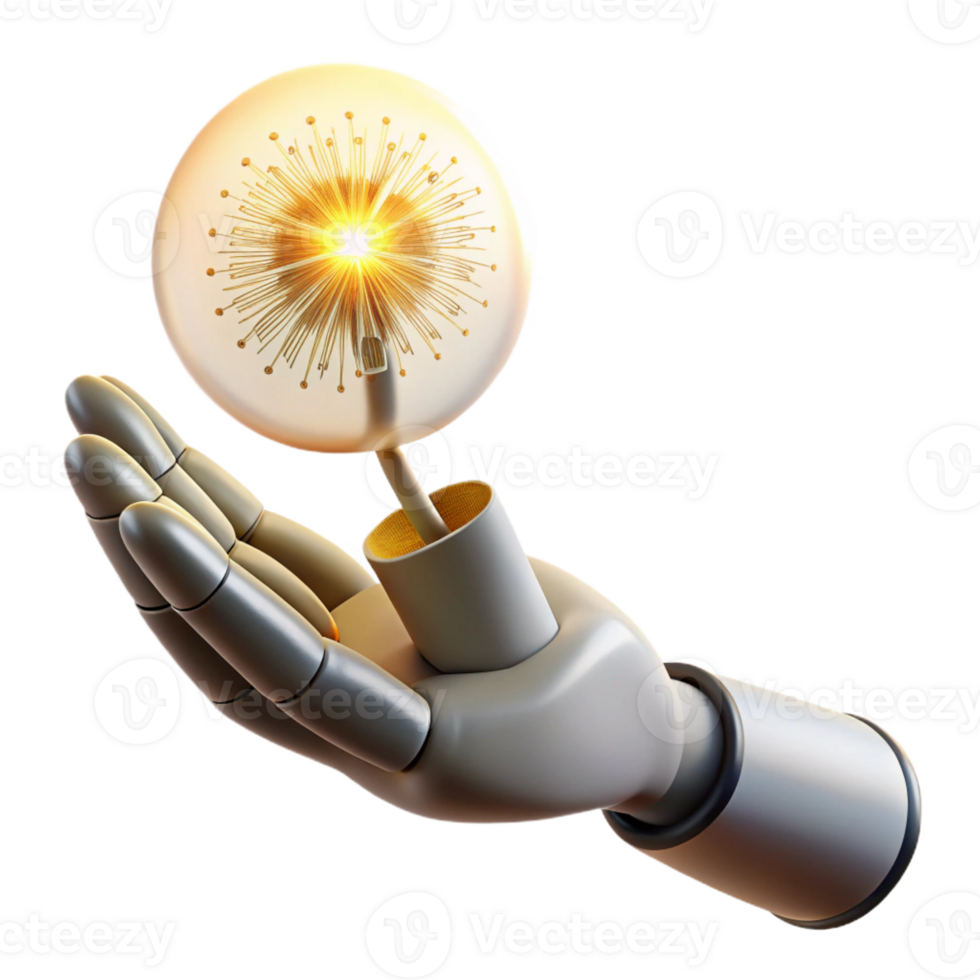 elegant vintage A Robotic Hand Delicately Holding a Single high quality png