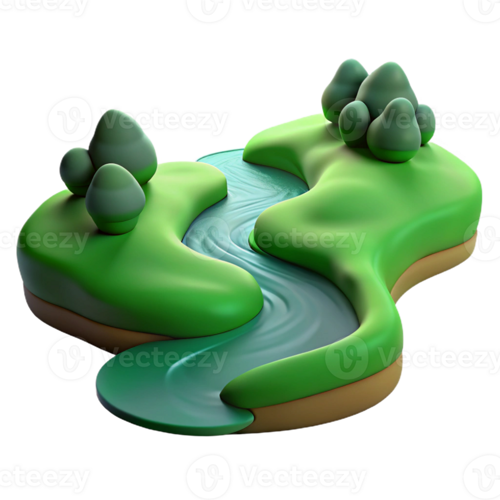 stunning rustic A Winding River Flowing Through a Green Va high resolution png