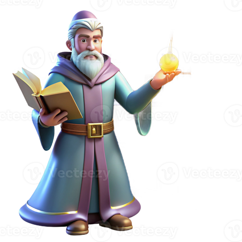 vibrant creative A Powerful Wizard Casting a Spell in a Gr original png