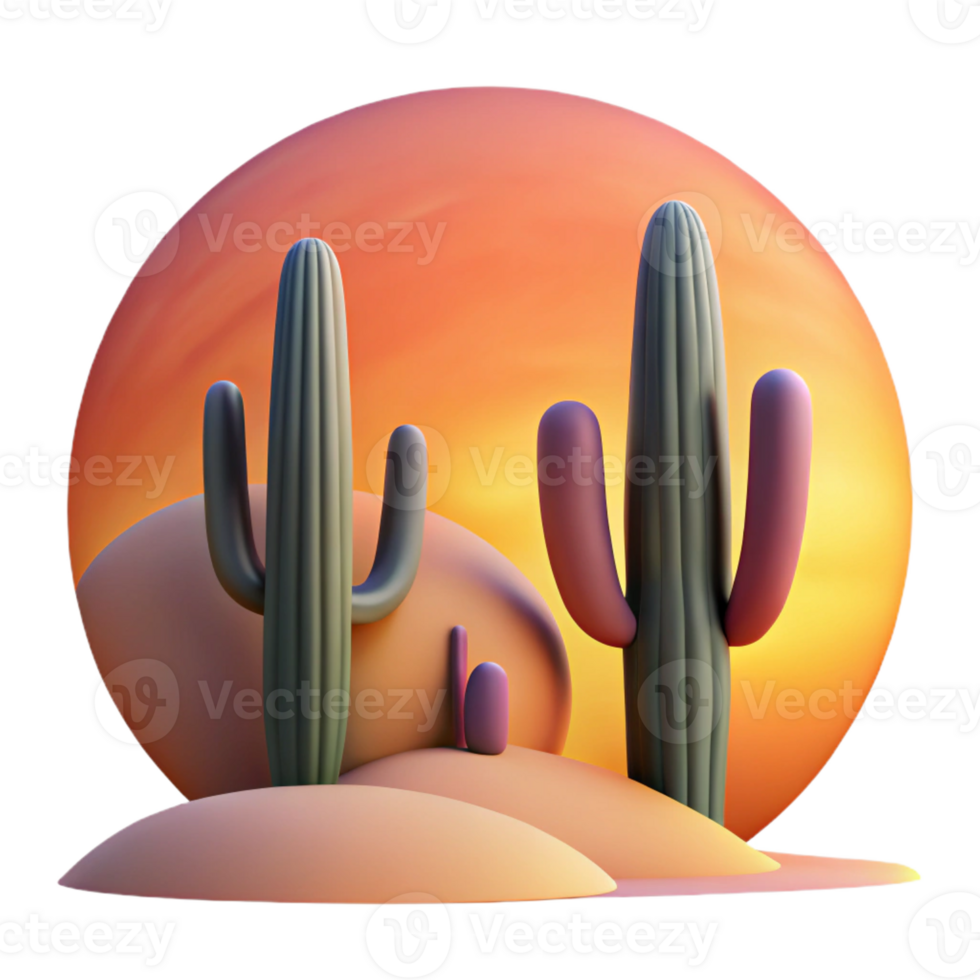 extraordinary traditional A Desert Landscape with Towering Cacti Si original png