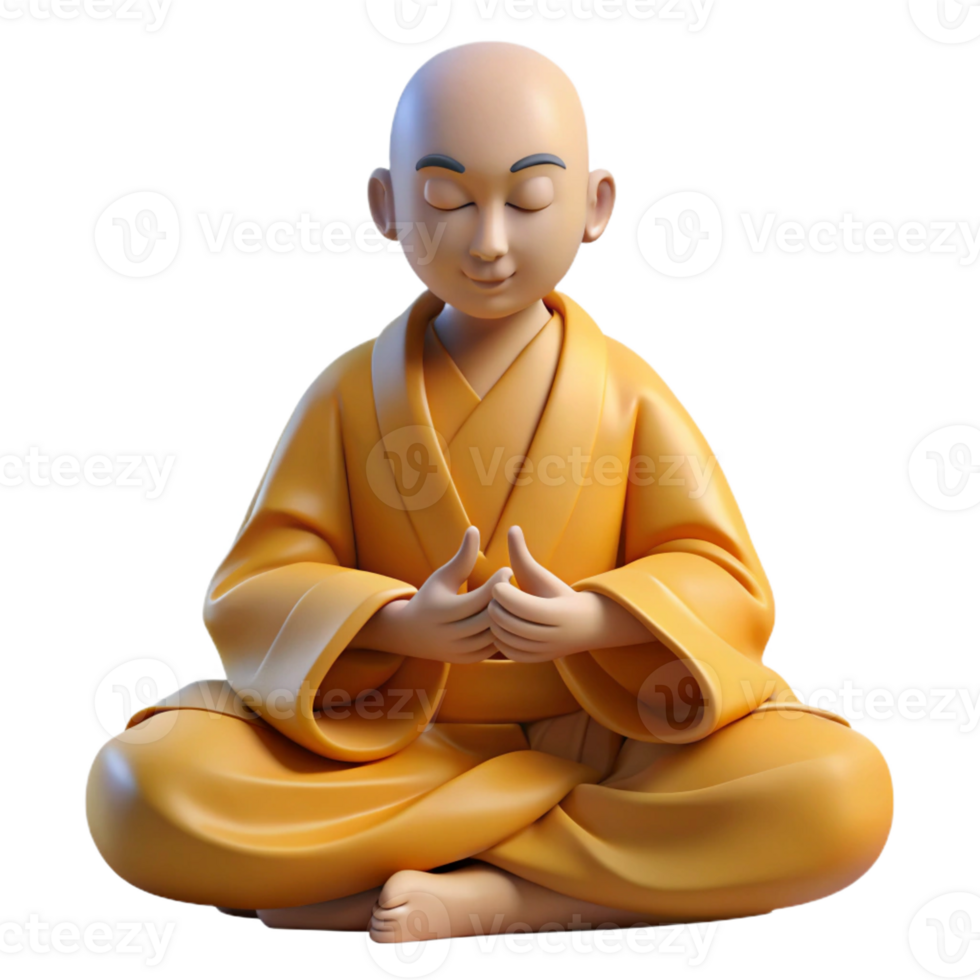 vibrant contemporary Portrait of a Serene Monk in Flowing Robe png