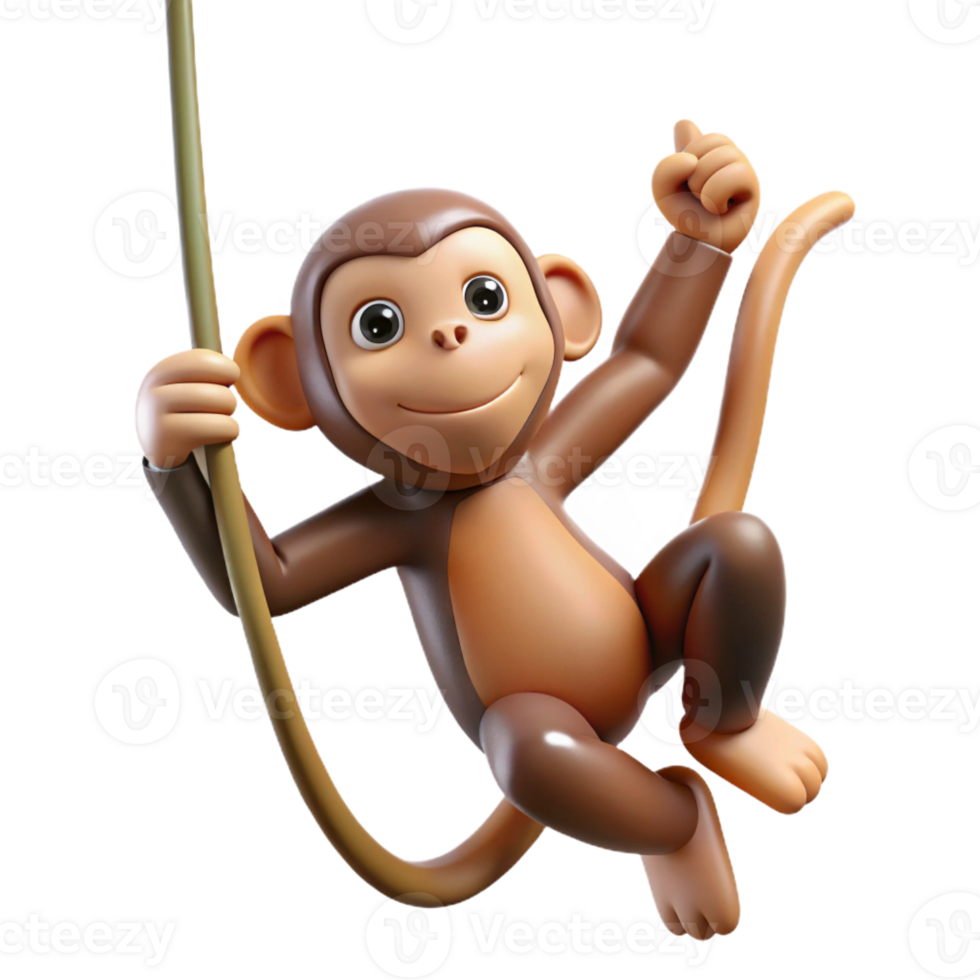 extraordinary minimalist A Playful Monkey Swinging from a Vine J high resolution png