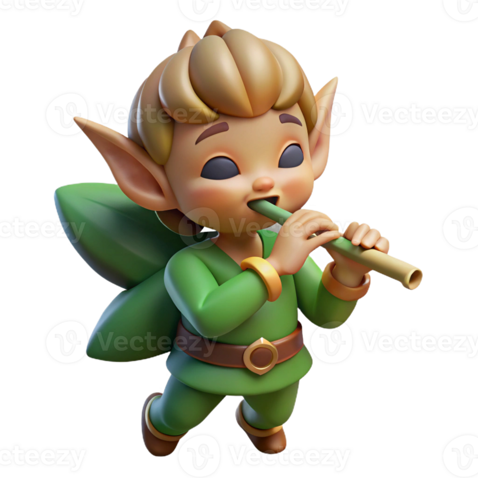 vibrant rustic A Mischievous Pixie Playing a Flute in A exclusive png